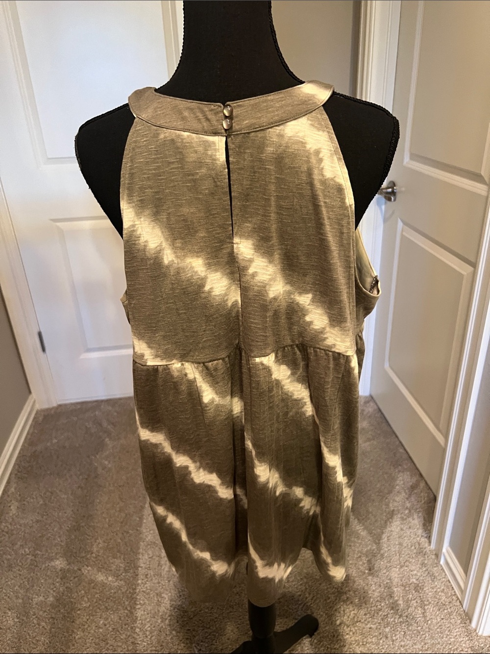 Cato Brown and Cream Tie-Dye Crochet Halter Tunic - Picture 7 of 10